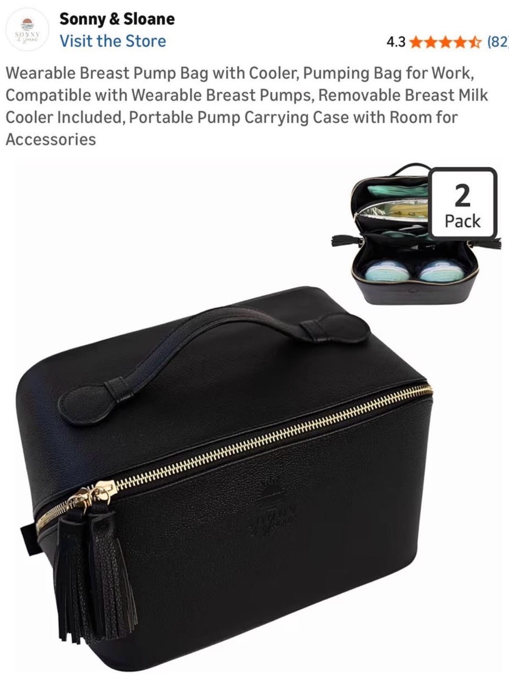 Black Wearable Breast Pump Cooler Bag